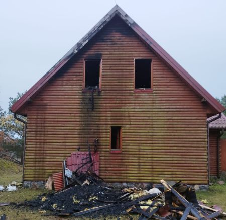 Pożar domku letniskowego